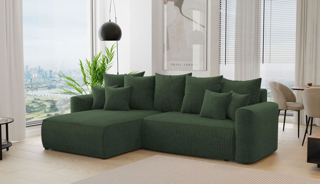 Rohová sedačka Baria (L) (tmavozelená)