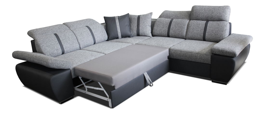 Rohová sedačka Logan (sivá + čierna) (L)