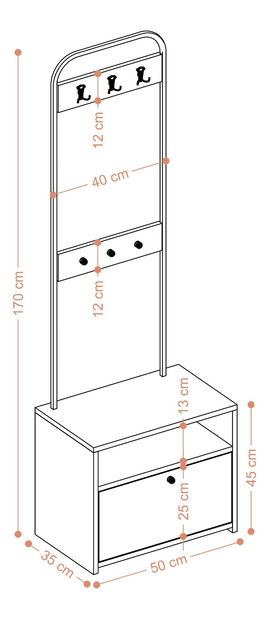 Mobilier hol Aliex 17 (alb + negru)