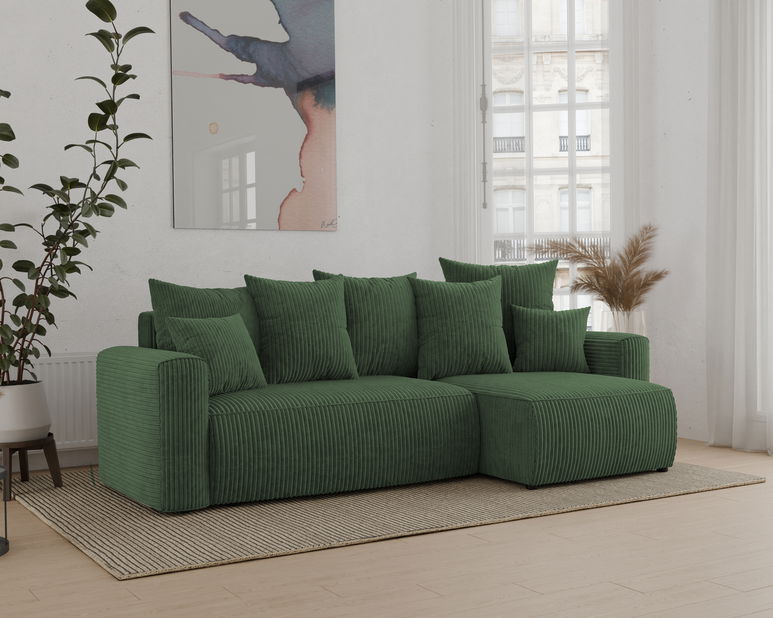 Rohová sedačka Denia (P) (tmavozelená)