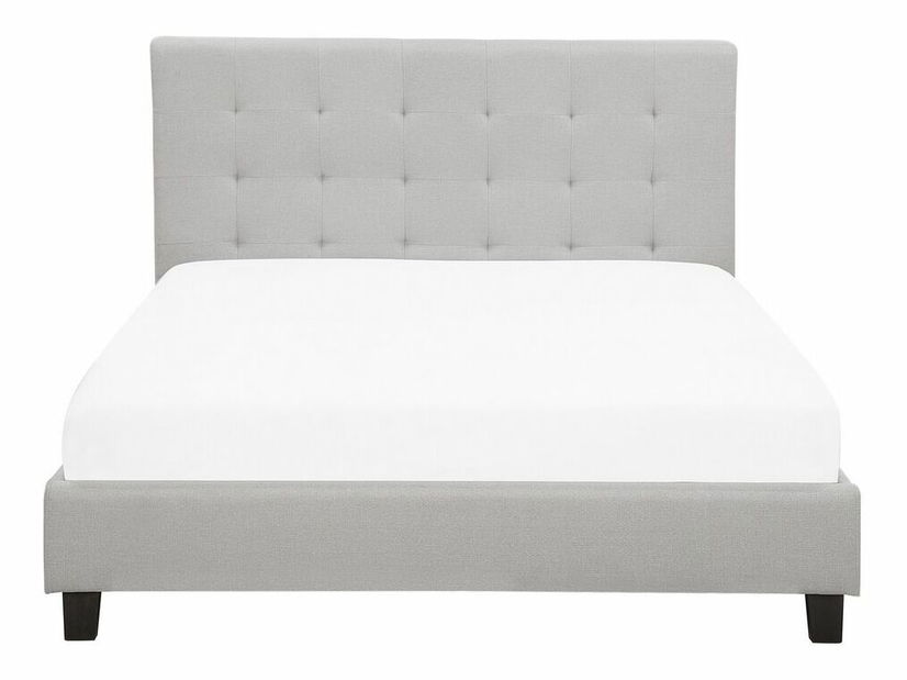 Pat matrimonial 140 cm Rhiannon (gri deschis) (cu somieră și saltea)