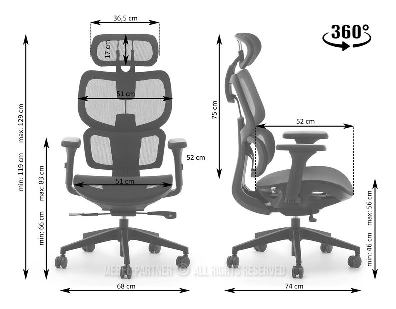 Fotoliu de birou Huio (gri)