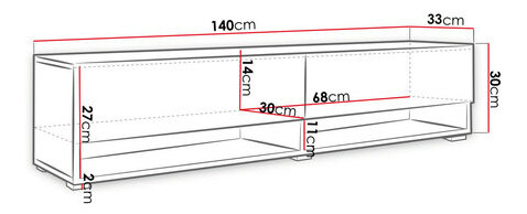 Függesztett TV szekrény Adenuk 140 MDF (fekete grafit + halcsont fekete) 