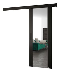 Klizna vrata 90 cm Sharlene II (crna mat + crna mat + crna) (s ogledalom)