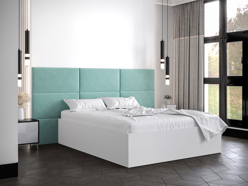 Franciaágy kárpitozott fejtámlával 160 cm Brittany 2 (matt fehér + menta) (ágyráccsal)