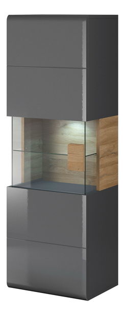 Vitrină suspendată înaltă Tamie Typ 07 (gri închis + stejar) (S)