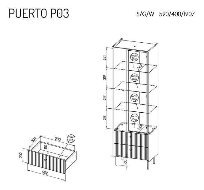 Mobilier birou Presuntos 2 (negru)