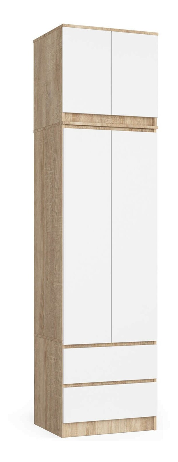 Ormar za garderobu Slots (hrast sonoma + bijela) (sa nadogradnjom)