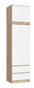Ormar za garderobu Slots (hrast sonoma + bijela) (sa nadogradnjom)