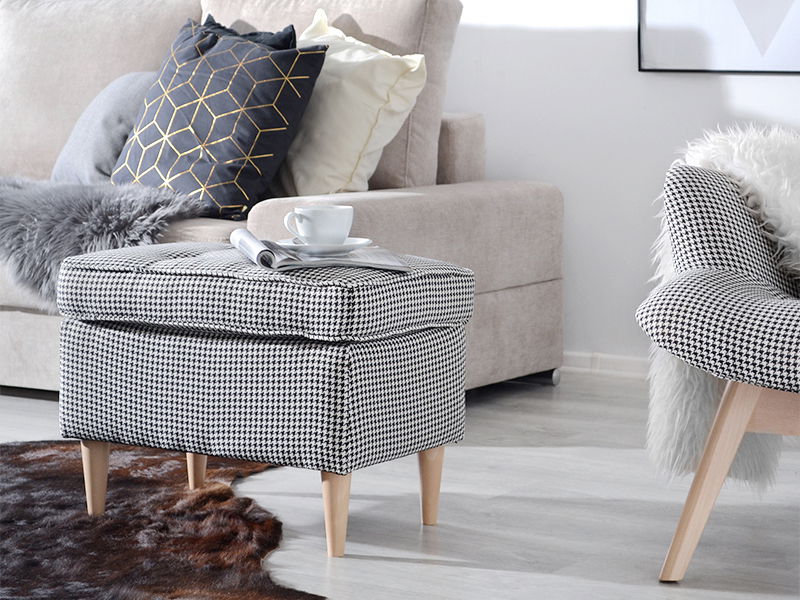 Taburetka Muriera (čiernobiela + buk)