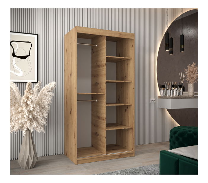 Dulap de haine 100 cm Toki 1 (stejar artisan + stejar artisan)