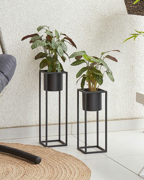 Ghiveci flori cu suport 50 cm Idrie (Negru)