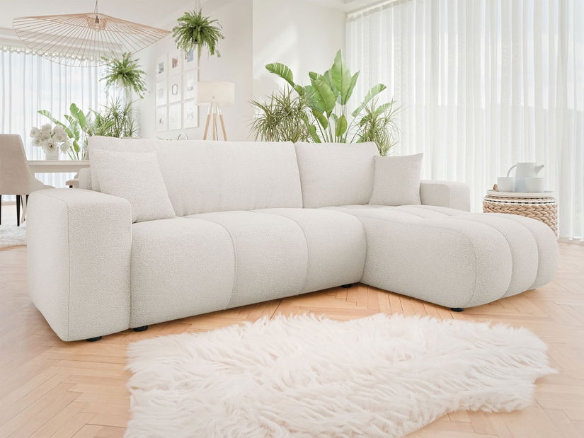 Rohová sedačka Lorew (svetlobéžová) (s úl. priestorom)