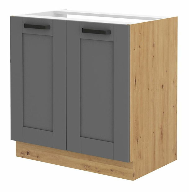 Dulap inferior de bucătărie pod drez Lucid 80 ZL 2F BB (Stejar artisan + dustgrey)