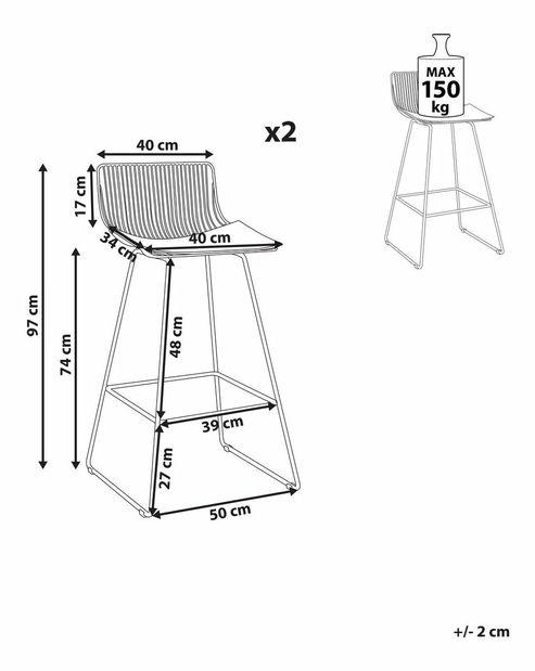Set 2 buc scaun tip bar Fidelia (rozauriu)