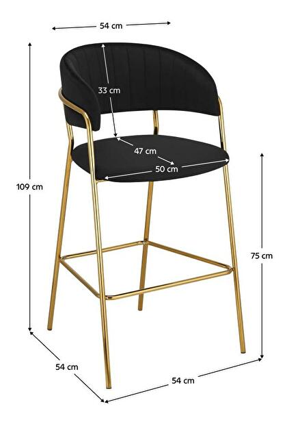 Barová stolička Dasmona 2 (čierna + zlatá + chrómová) 