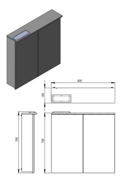 Kúpeľňová skrinka na stenu Juventa Monza MnMC-80 W (so zrkadlom) (s osvetlením)