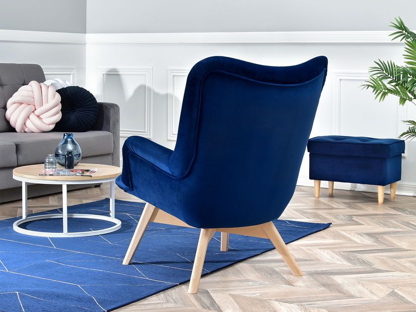 Dizajnové kreslo Florentino (tmavomodrá + biela)