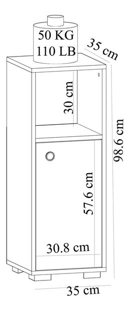 Dulap de baie Satadu 1 (alb + stejar zafir) 