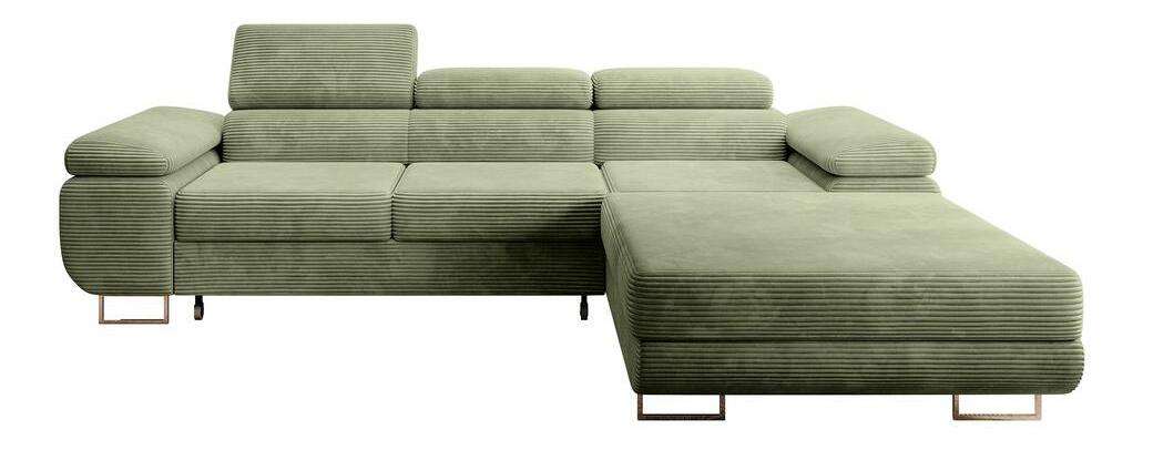 Rohová sedacia súprava Grande (P) (morská zelená + chrómová)