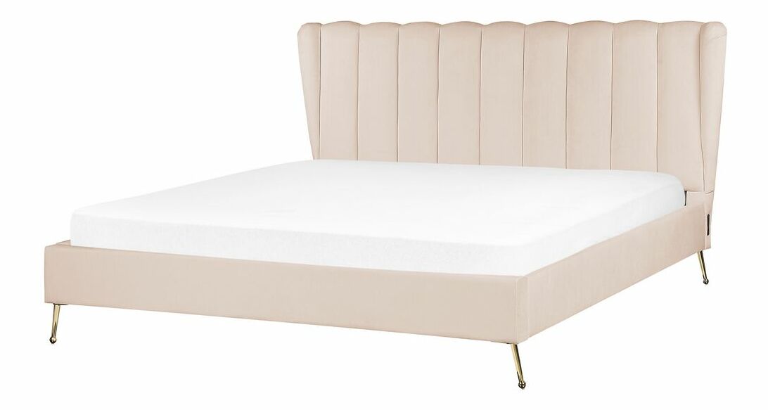 Franciaágy 180 cm Mirabell (bézs) (ágyráccsal) (USB porttal)