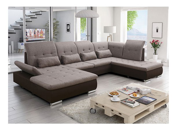 Rohová sedačka U Remza (tmavohnedá + hnedý melír) (L)