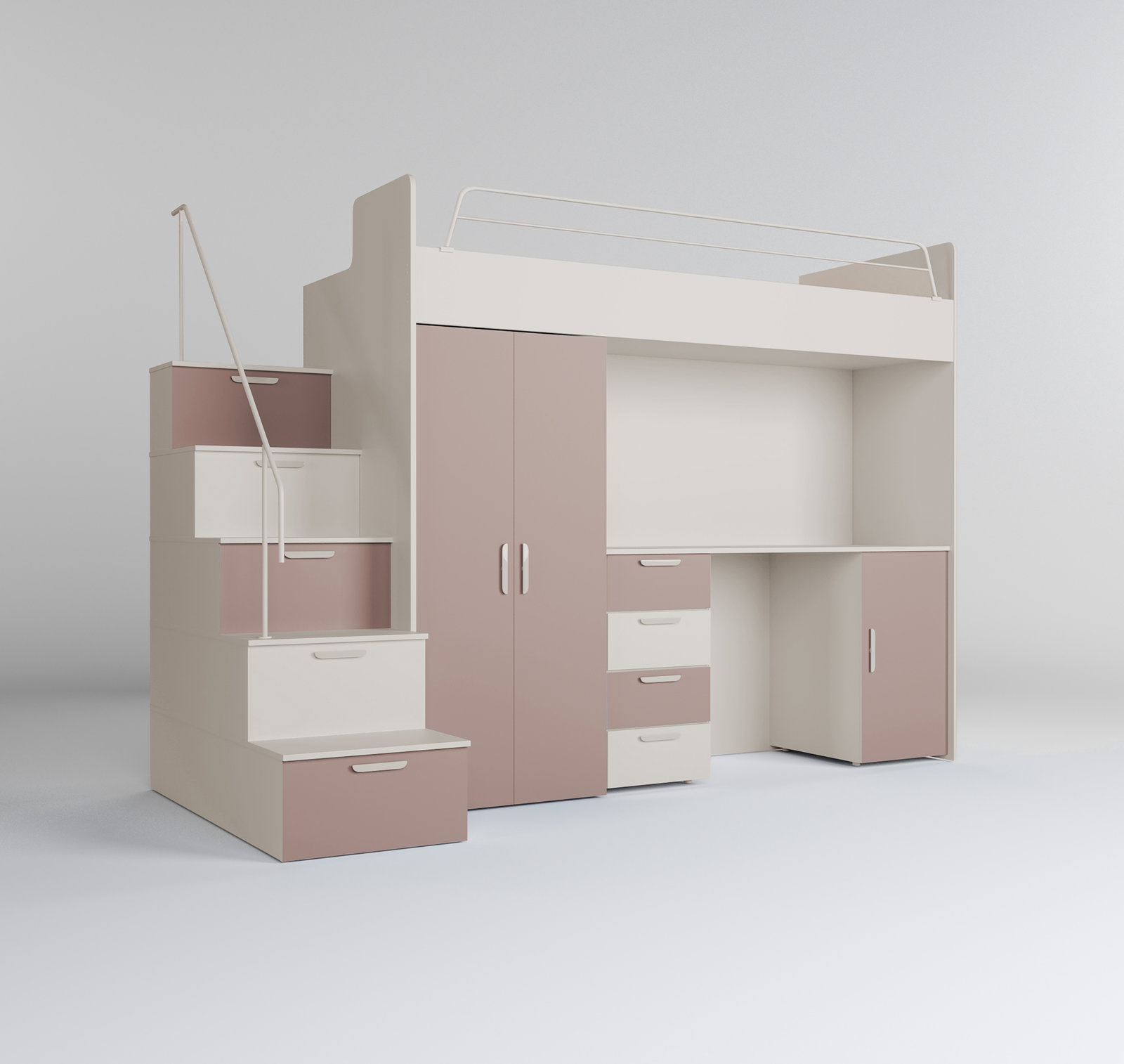 Dječji krevet Ruby IV S (kašmir + antička ružičasta) (s podnicom)