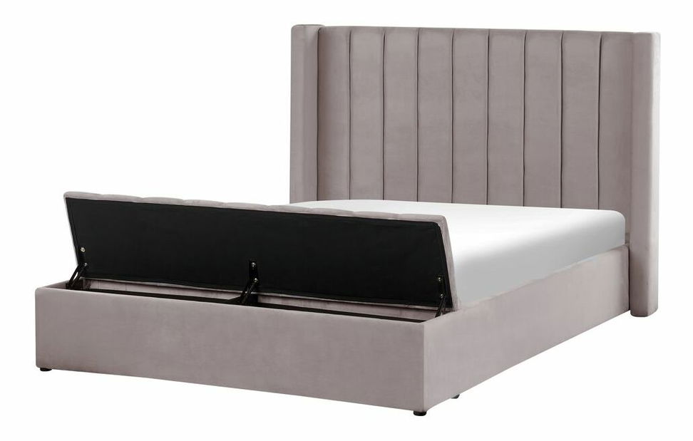 Pat matrimonial 140 cm NAIROBI (textil) (gri) (cu somieră)