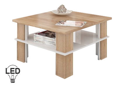 Stolić za kavu Fernhill 1 (sonoma svijetla + sjaj bijeli) 