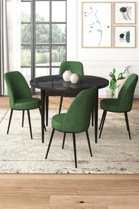 Set dining Torra (marmură neagră + verde) (pentru 4 persoane)