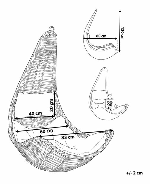 Závesné kreslo ATRIO II (polyratan) (béžová)