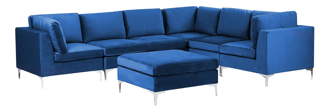 Sarok ülőgarnitúra zsámollyal Eldridge (kék) (B)