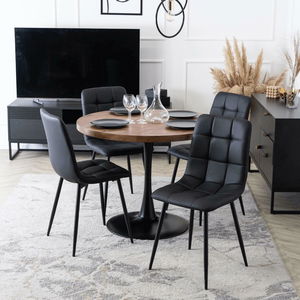 Blagovaonski stol Luchan (hrast rustikal + crna) (za 4 osobe)