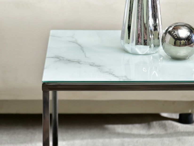 Konferenčný stolík Bella S (biely mramor + čierna)