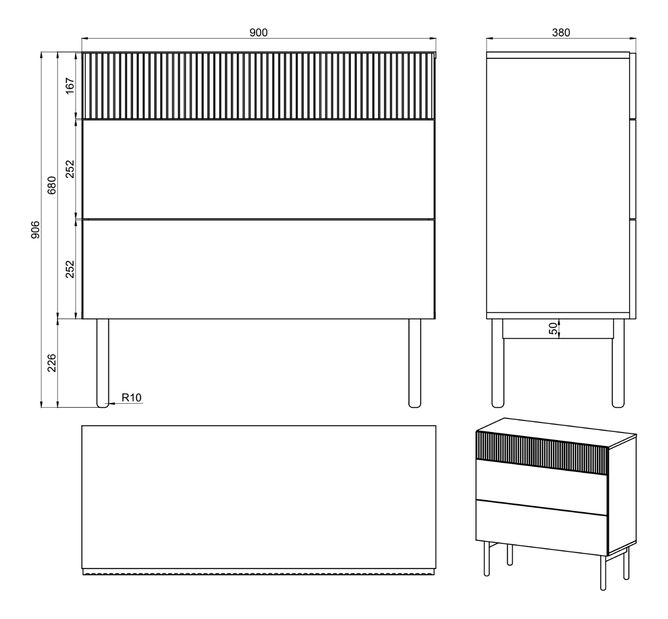 Komoda Noelia N8 (crni portland jasen)
