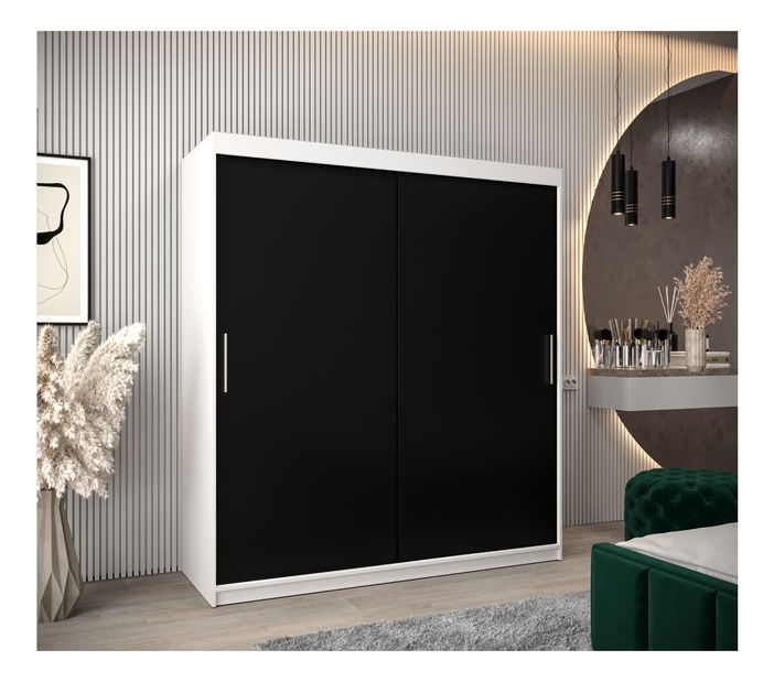 Ormar za garderobu 180 cm Toki (bijela mat + crna mat)