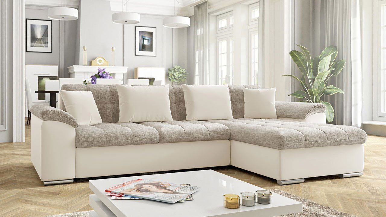 Sarokkanapé garnitúra Dante (krém + világos szürke)