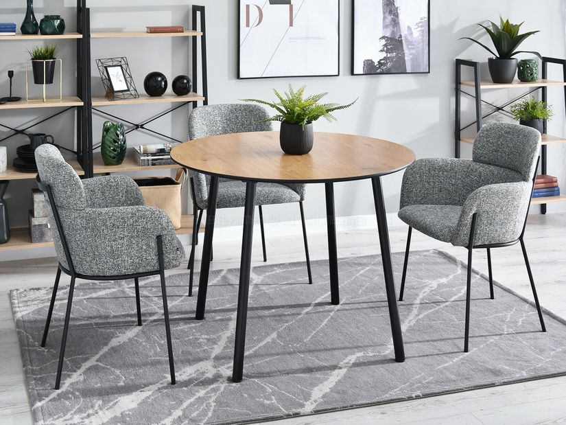 Masă de sufragerie Verda (stejar + negru)