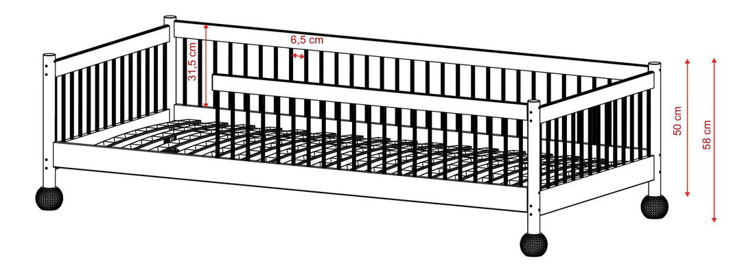 Pat pentru copii 90x200 cm Storsa (alb) (cu somieră).