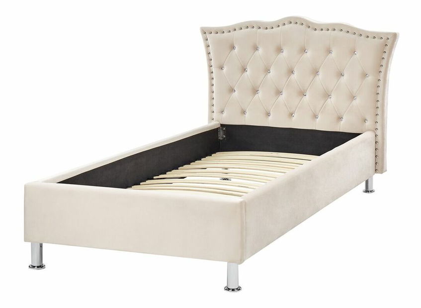 Jednolôžková posteľ 200 x 90 cm Metty (béžová) (s roštom)