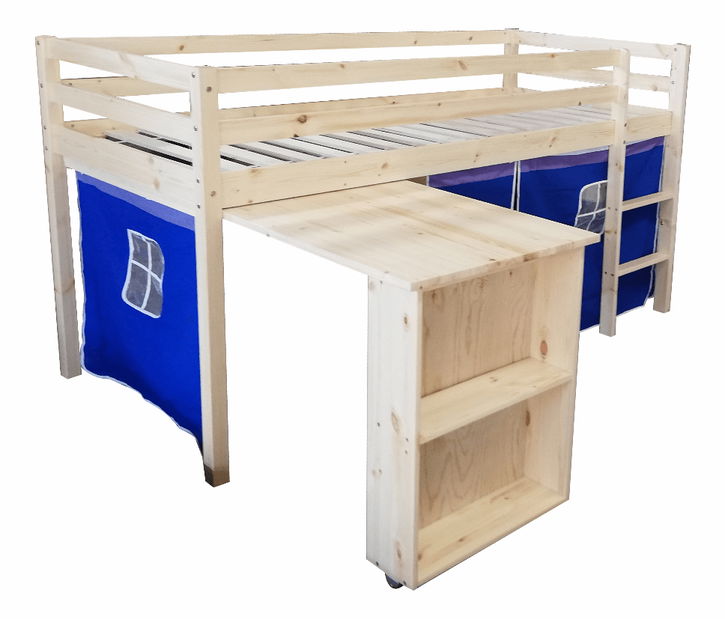 Pat pentru copii cu masă PC 90 cm Alzaria (albastru)