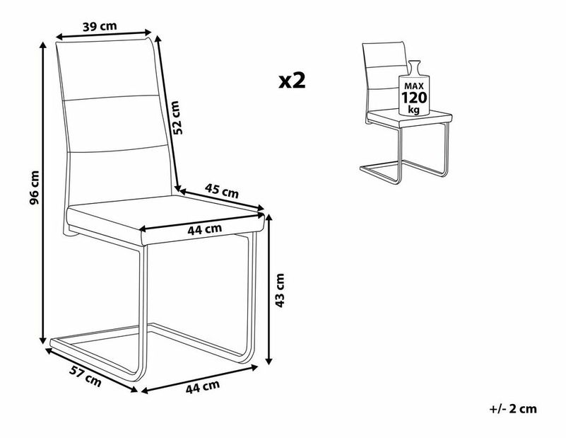 Set 2ks. jedálenských stoličiek Redford (svetlohnedá)
