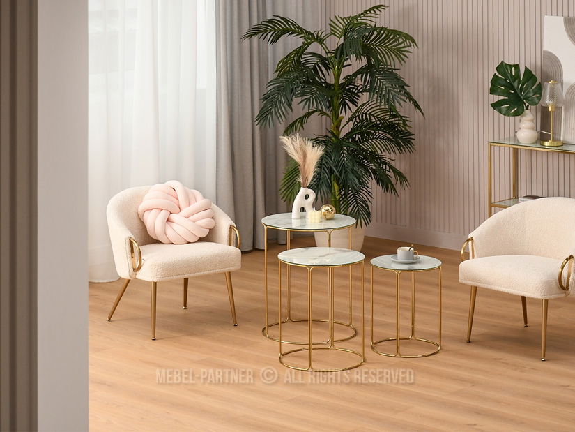 Dohányzóasztal Belianni Zest (fehér márvány + arany)