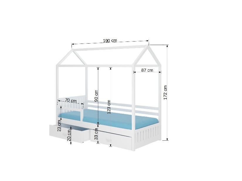 Gyerekágy 180x80 cm Rosie II (ágyráccsal) (bükk)