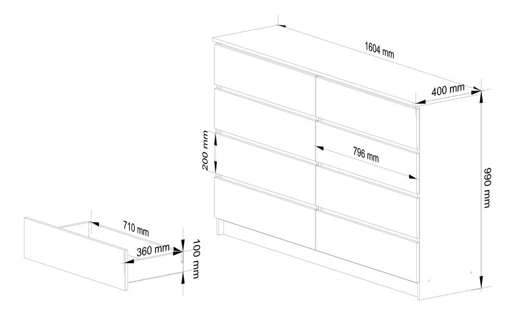 Comodă Koa IV (stejar sonoma + alb)