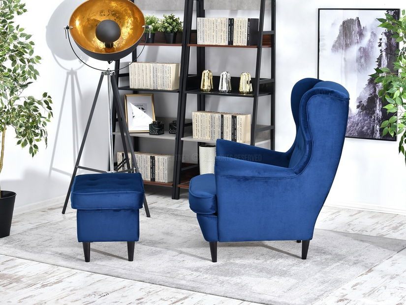 Füles fotel Margis (sötétkék + bükk)