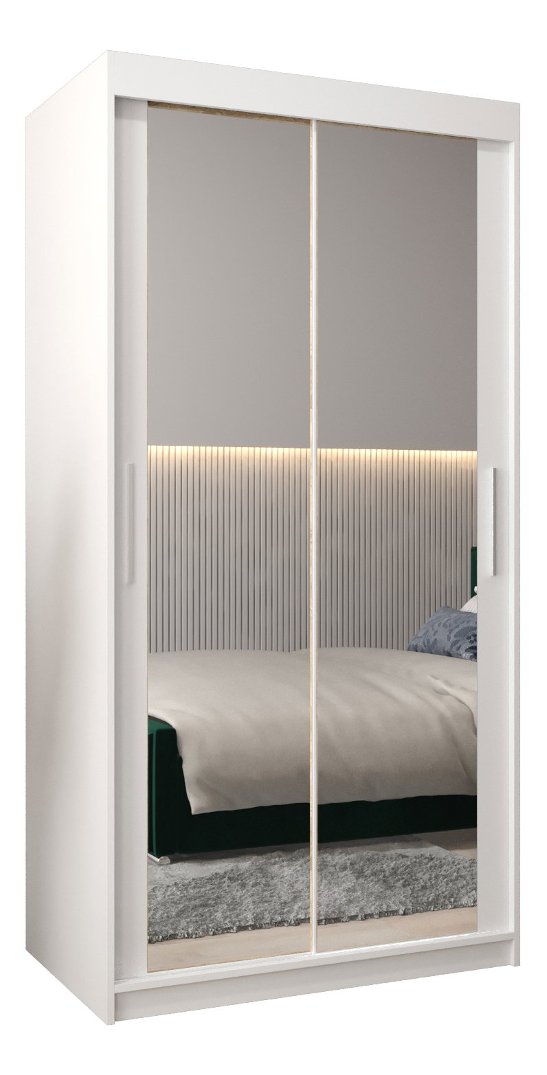 Šatníková skriňa 100 cm Toki 3 (Biela matná + Biela matná)