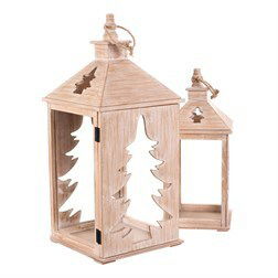 Drveni fenjer 2 kom Četinjače (prirodna)