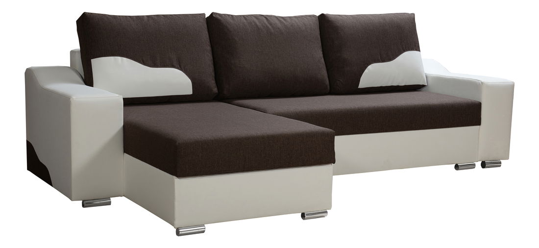 Rohová sedačka Wisteria (hnedá + biela) (L)