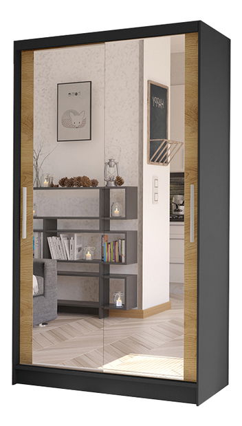 Šatníková skriňa Coletta VII (čierna + dub artisan)